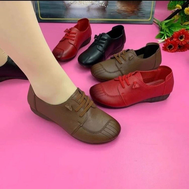 Damen Bequeme Ballerinas mit praktischen Schnürsenkeln EB