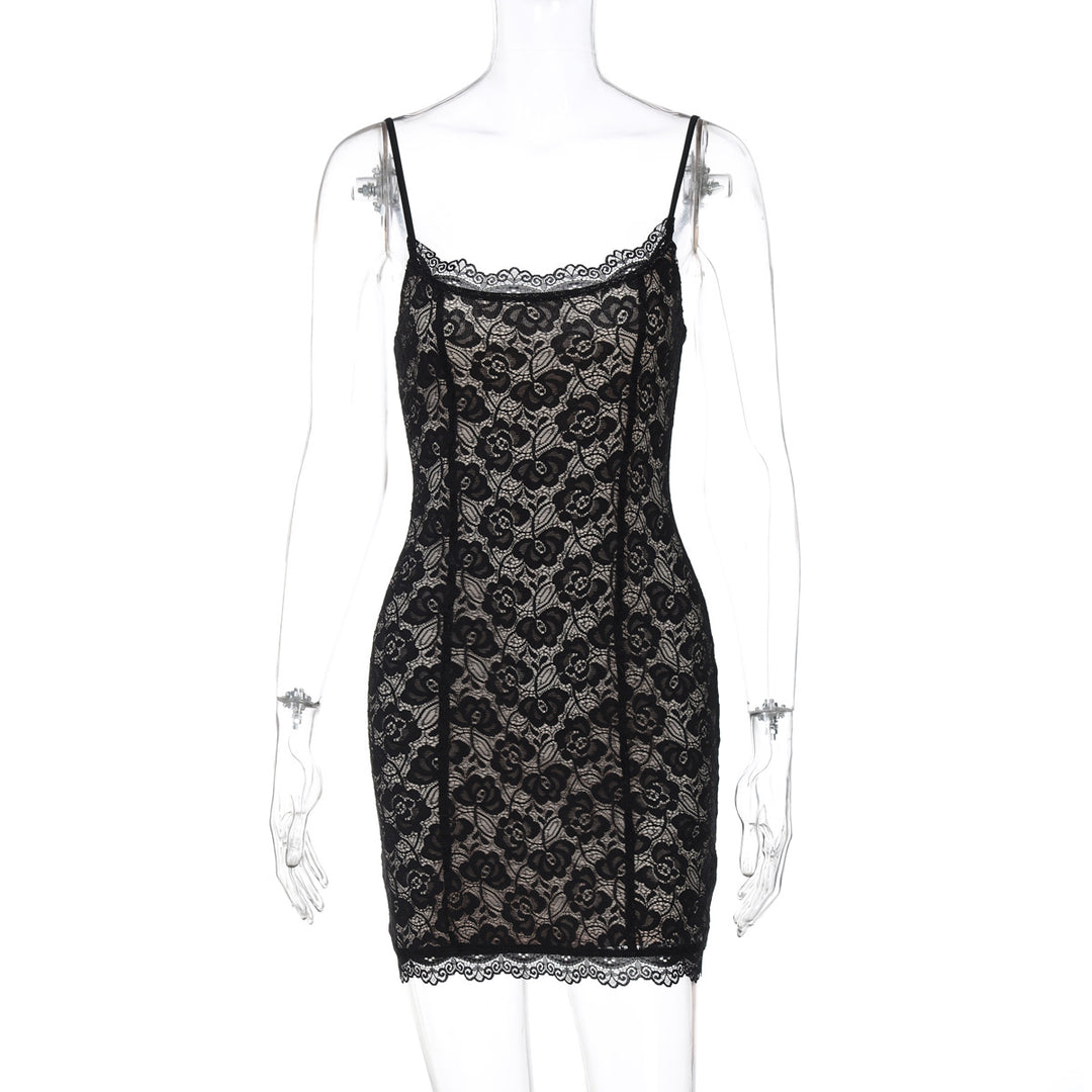 Damen Spitzenkleid mit zarten Trägern EB