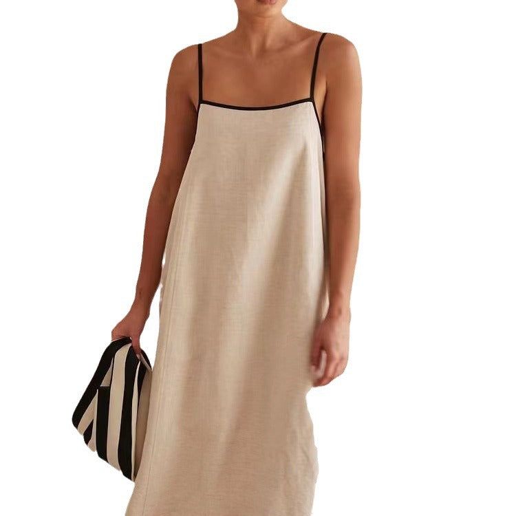Damen luftiges Maxikleid mit feinen Trägern und elegantem Schnitt EB
