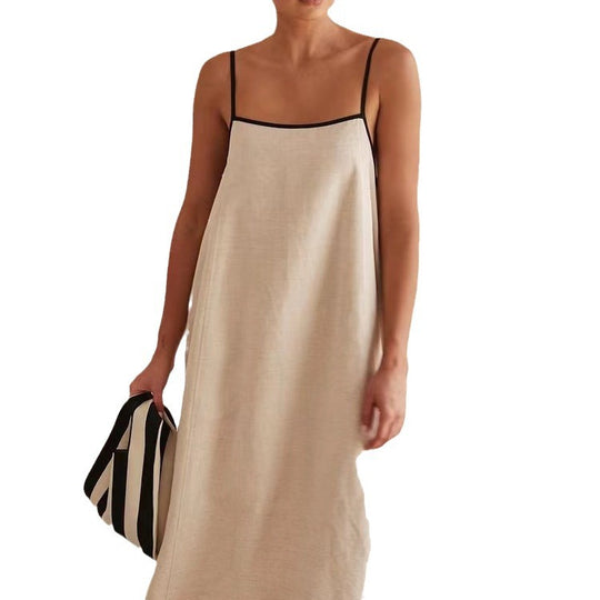 Damen luftiges Maxikleid mit feinen Trägern und elegantem Schnitt EB