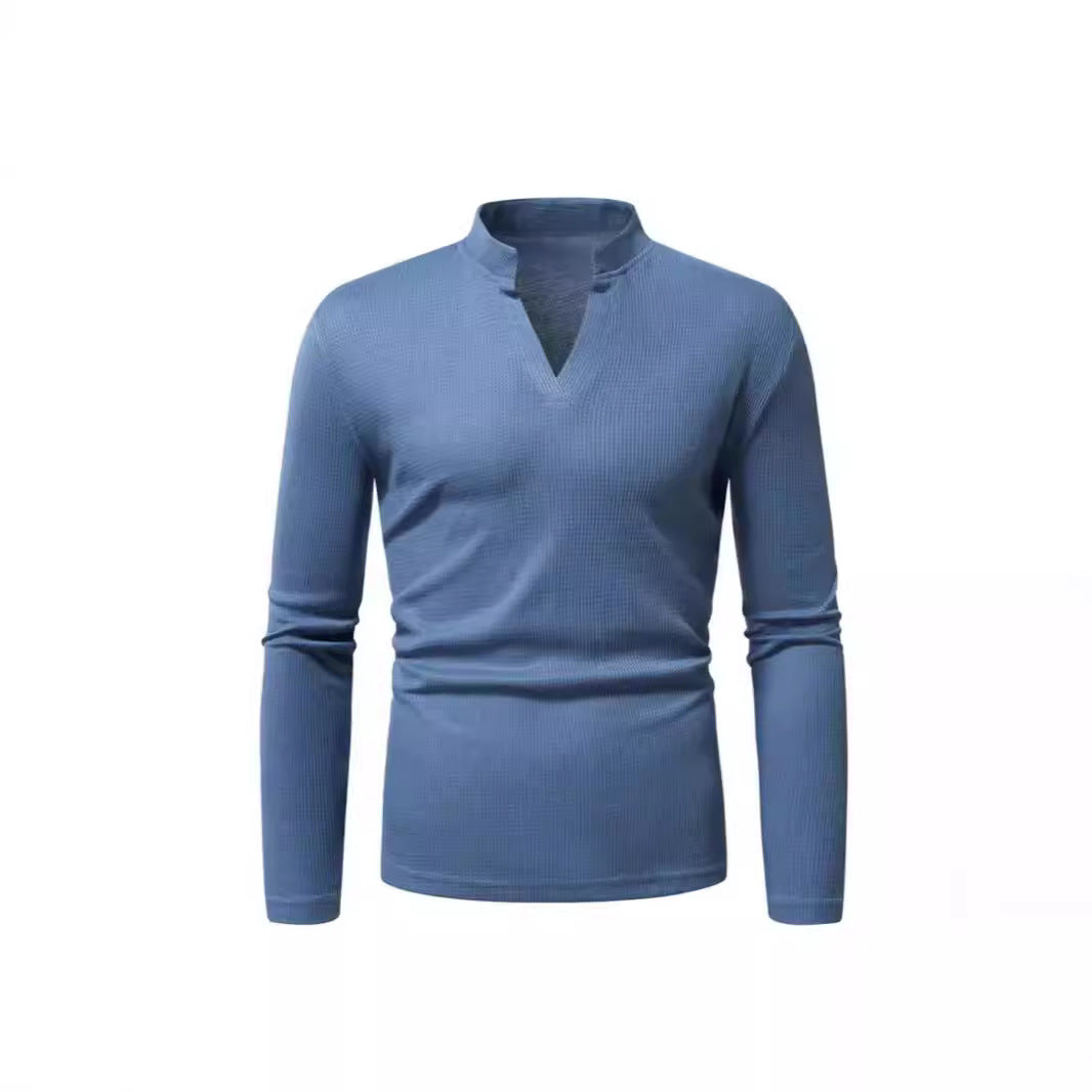 Herren Langarmshirt mit modernem Stehkragen und strukturiertem Design EB