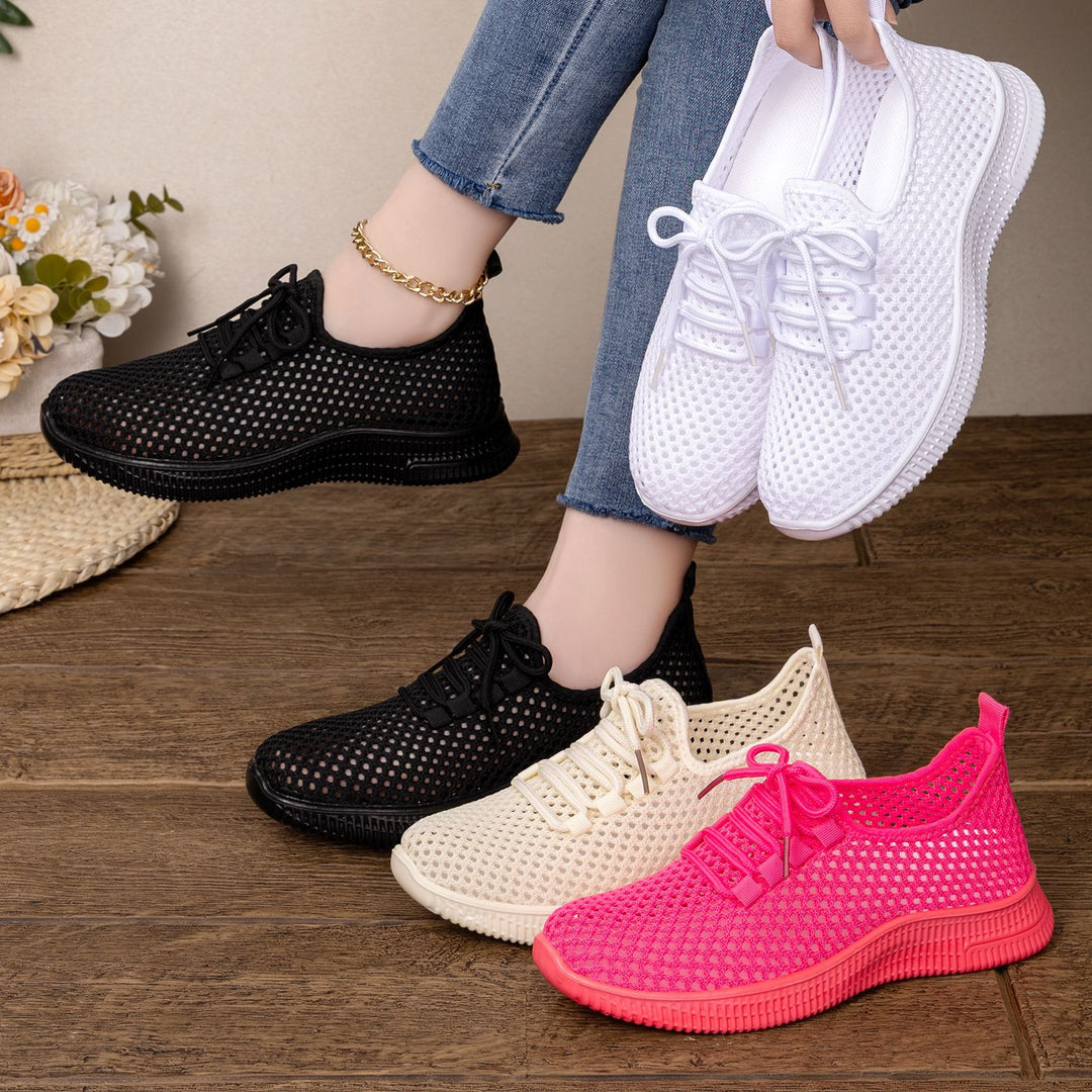 Damen nan atmungsaktiver Mesh-Slip-On Sneaker mit elastischer Schnürung und flexibler Profilsohle EB