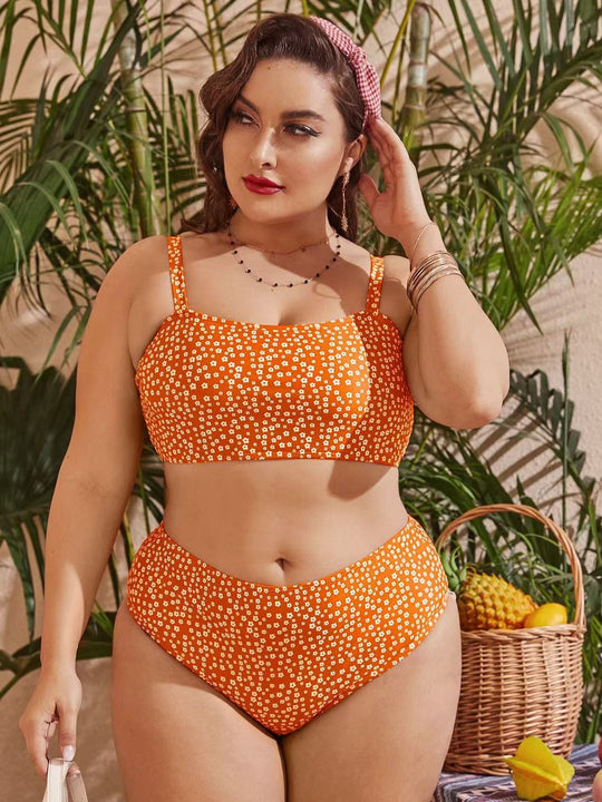 Damen Hochgeschnittener Bikini mit verspieltem Punktedesign EB