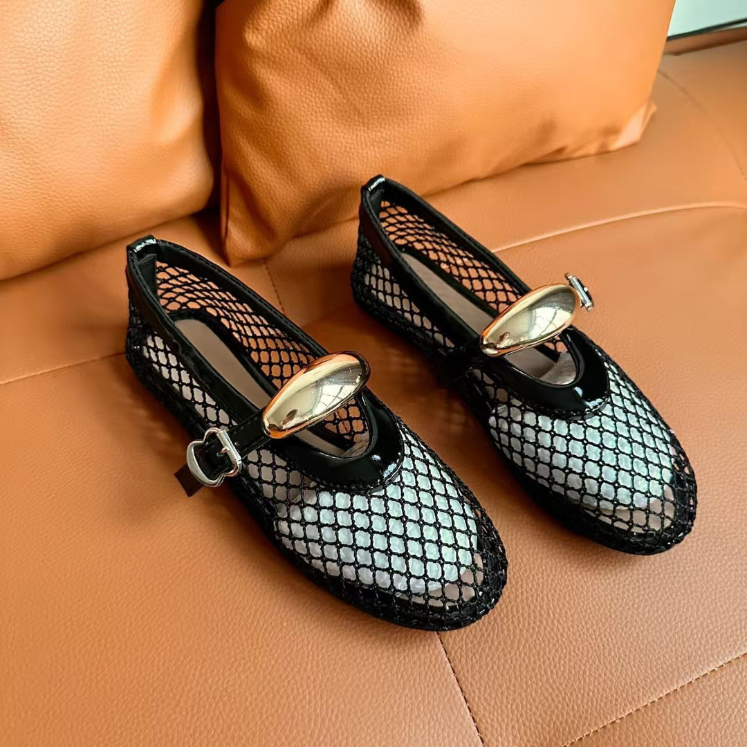 Damen Netzhigh Heels mit glänzendem Verschluss und eleganter Silhouette EB