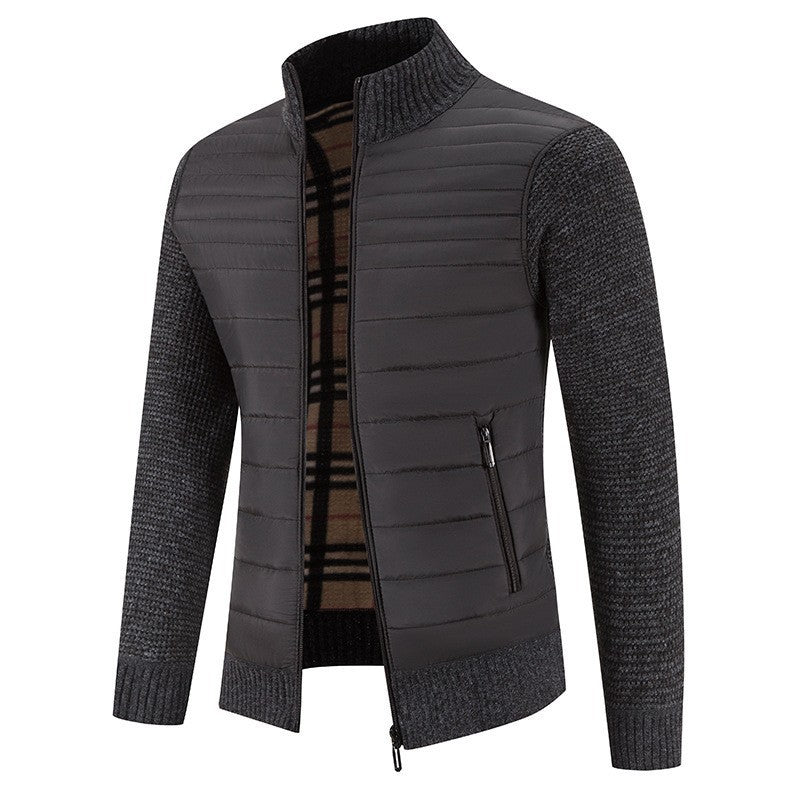 Herren Steppjacke mit modernem Strickärmeln und hohem Kragen EB