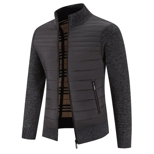 Herren Steppjacke mit modernem Strickärmeln und hohem Kragen EB