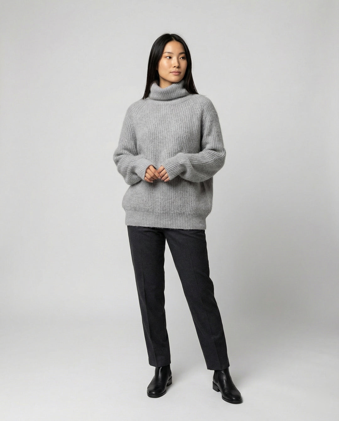 Damen Kuscheliger Rollkragenpullover aus weicher Baumwolle EB