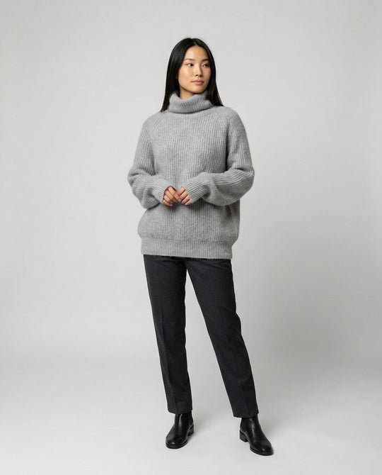 Damen Kuscheliger Rollkragenpullover aus weicher Baumwolle EB