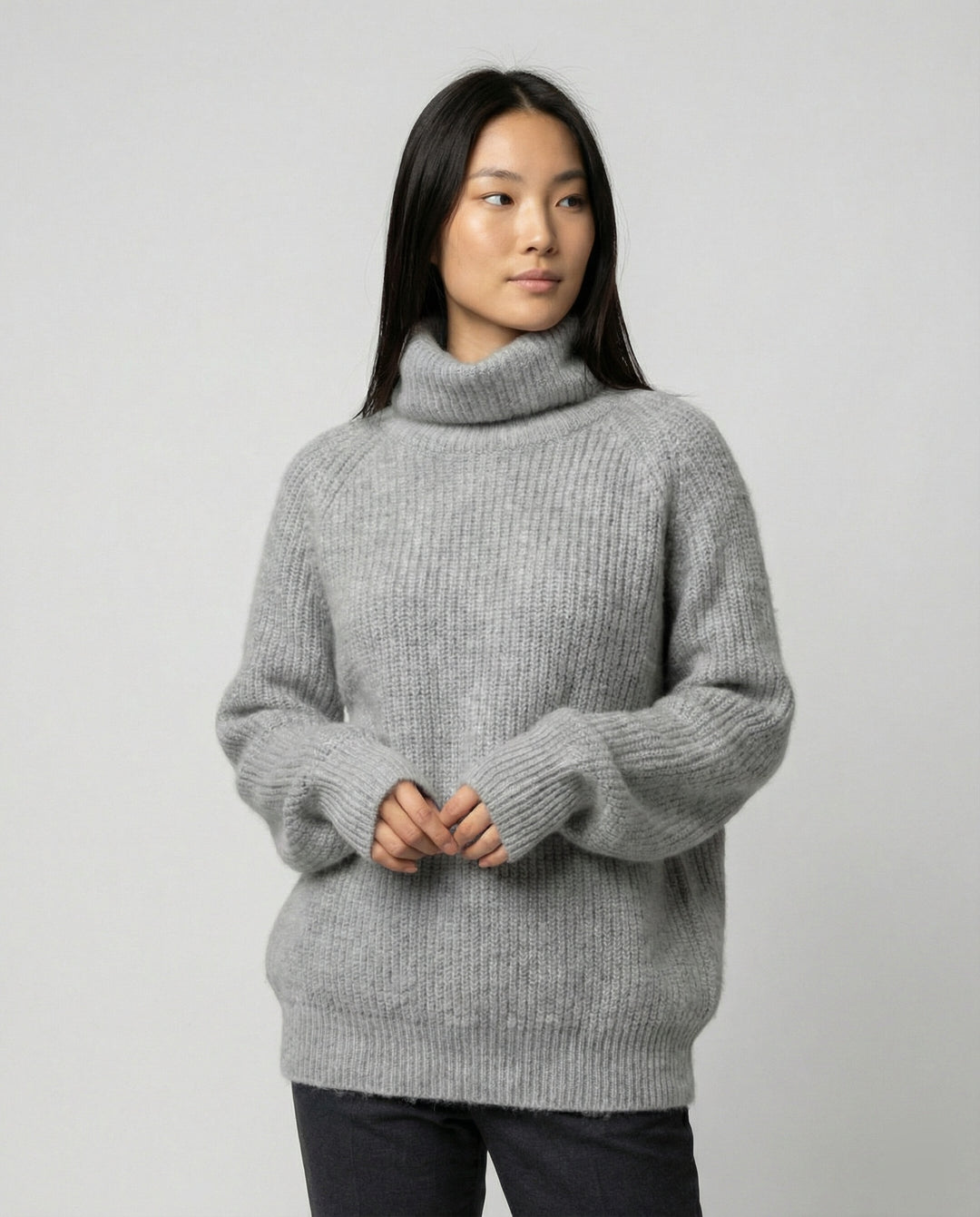 Damen Kuscheliger Rollkragenpullover aus weicher Baumwolle EB
