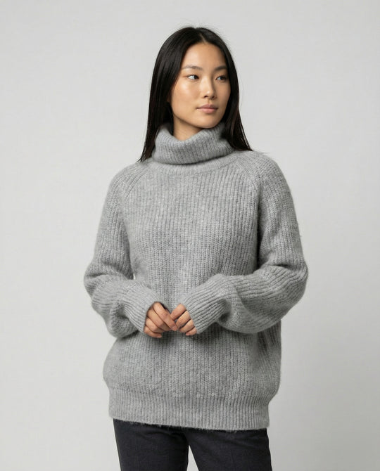 Damen Kuscheliger Rollkragenpullover aus weicher Baumwolle EB