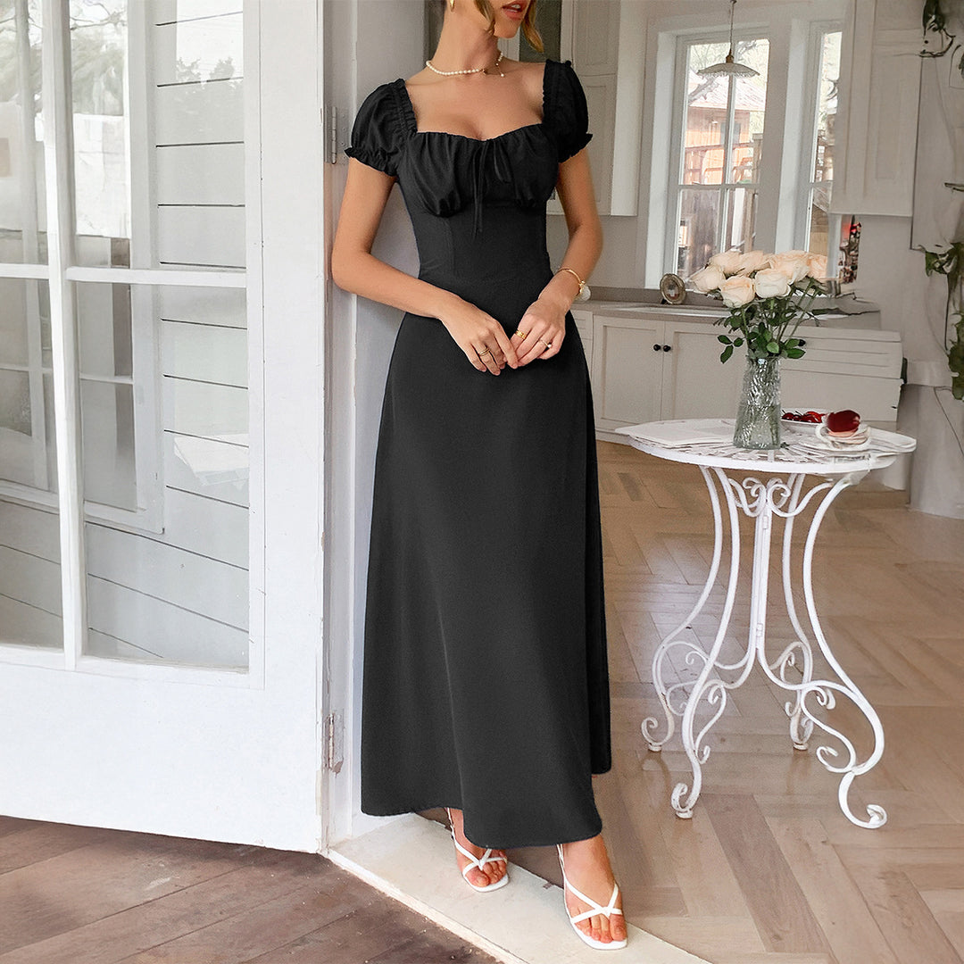 Damen Maxi-Kleid mit charmanten Rüschendetails und schmeichelndem Schnitt EB