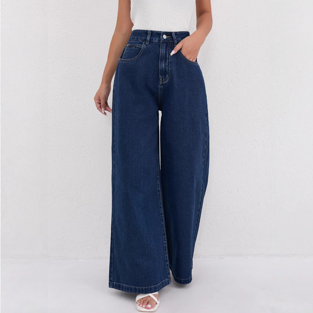 Damen Weite High-Waist Jeans mit eleganter Beinform EB