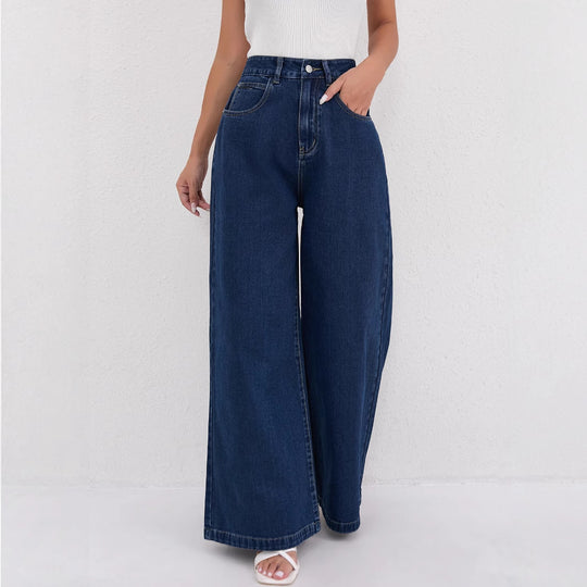 Damen Weite High-Waist Jeans mit eleganter Beinform EB