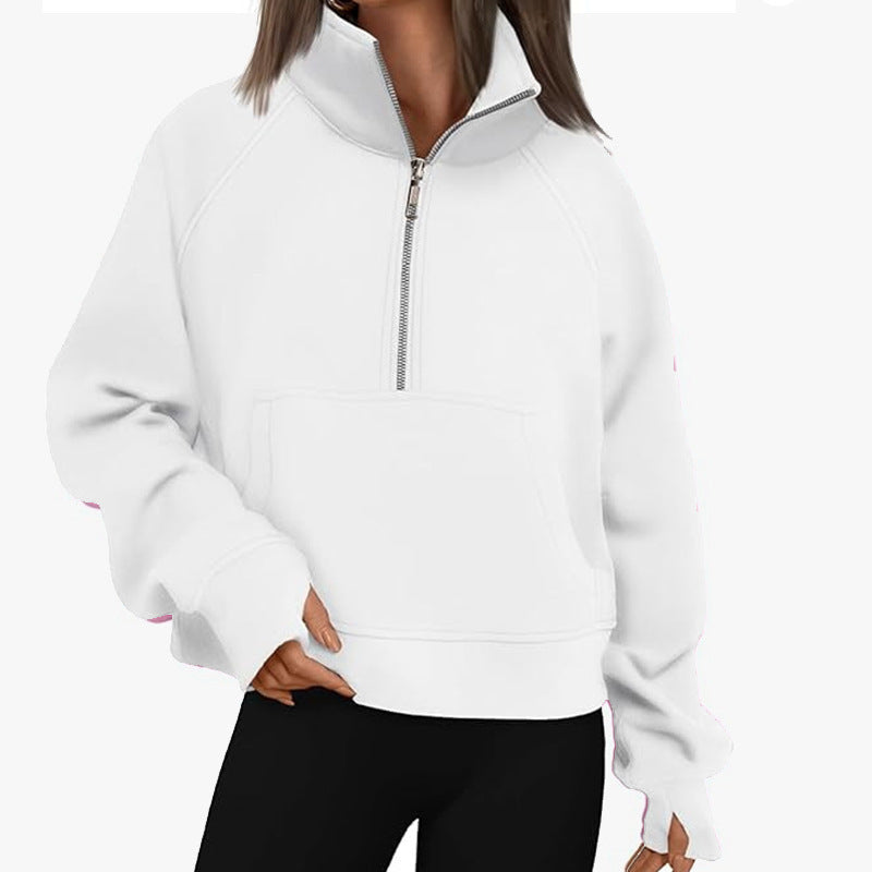 Damen Sportlicher Hoodie mit hohem Kragen EB