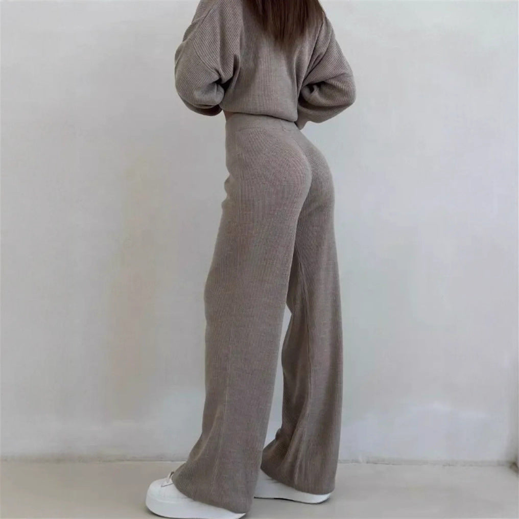 Damen gemütlicher V-Ausschnitt Pullover mit gestreiftem Kragen EB