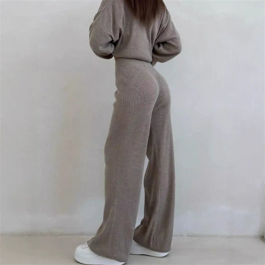 Damen gemütlicher V-Ausschnitt Pullover mit gestreiftem Kragen EB
