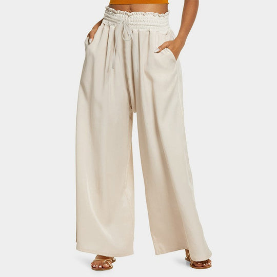 Damen Weite Sommerhose mit elastischem Bund und Raffungsdetails EB