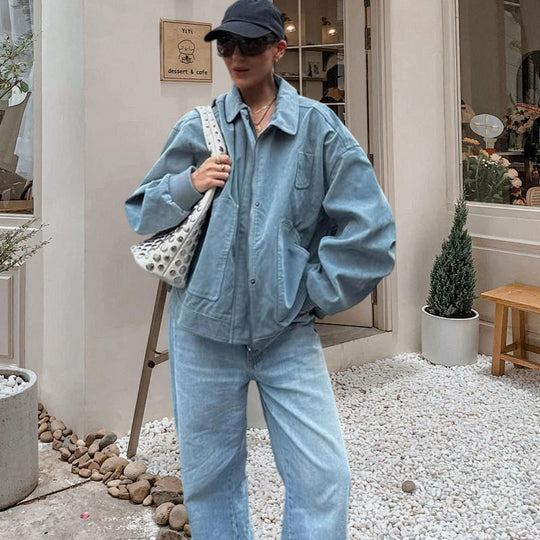 Damen Modische Oversized Denimjacke EB