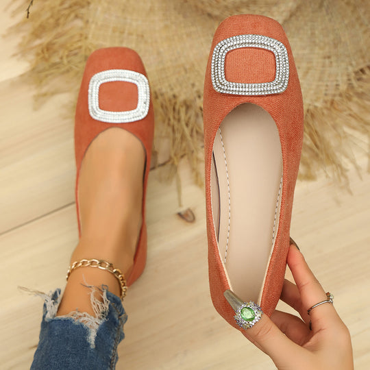 Damen elegante Ballerinas mit schimmerndem Schmuckdetail EB