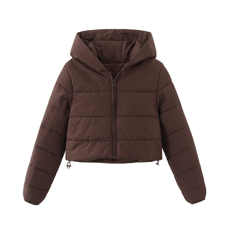 Damen gesteppte kurz geschnittene Jacke mit Kapuze EB