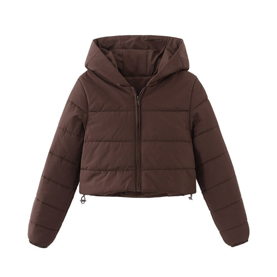 Damen gesteppte kurz geschnittene Jacke mit Kapuze EB