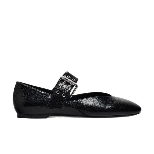Damen elegante Ballerinas mit Leopardenmuster und verstellbarem Riemen EB