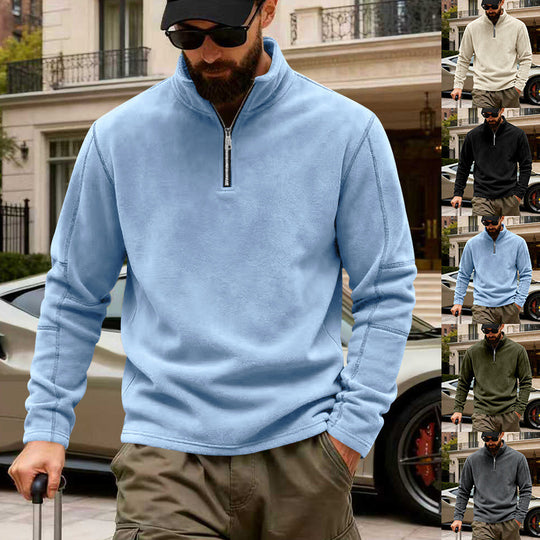 Herren Halbzip-Sweatshirt mit Stehkragen und markanten Nahtdetails EB