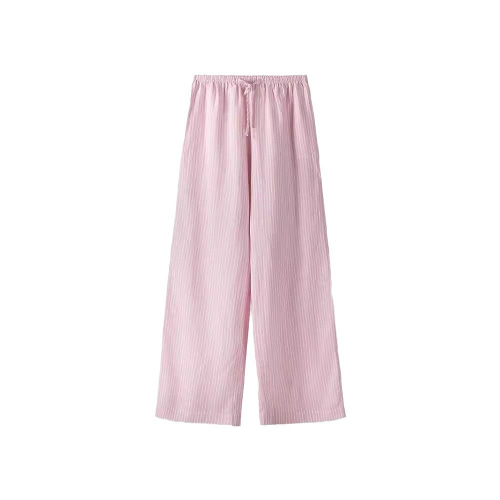 Damen Weite Sommerhose mit komfortablem Gummibund und Streifenmuster EB