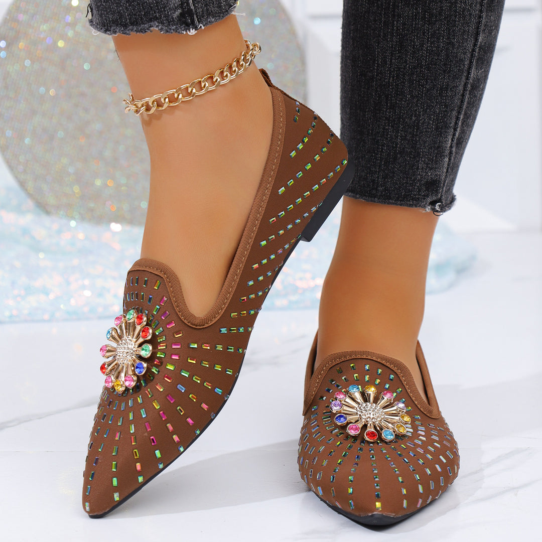 Damen flache Ballerinas mit funkelnder Applikation und modischem Design EB