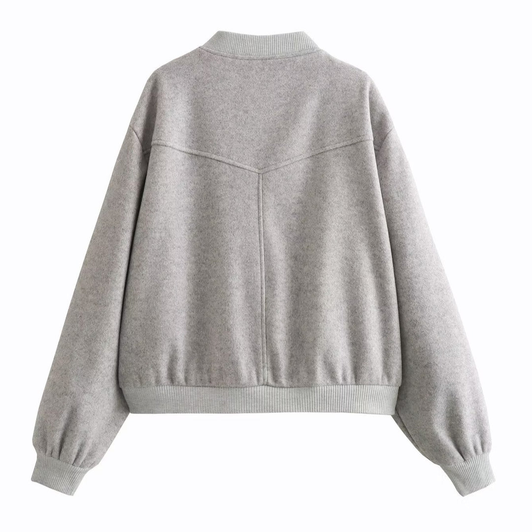 Damen modische Sweatjacke mit Knopfverschluss und praktischen Taschen EB