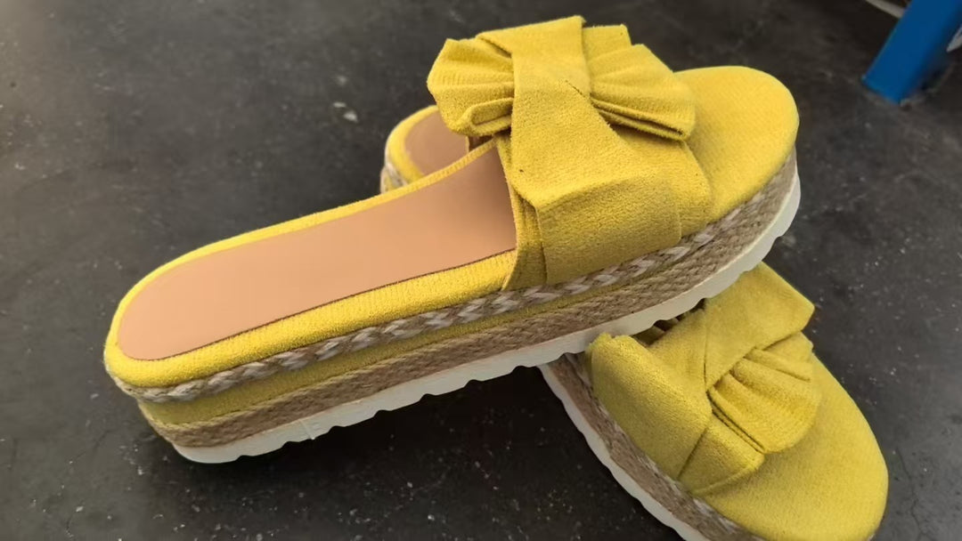 Damen Plattform-Sandaletten mit elegantem Schleifen-Detail und geflochtenem Absatz EB
