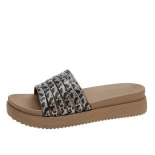 Damen Komfortable Flauscher Slides mit modischem Leoprint EB
