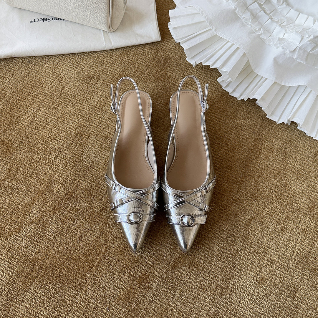Damen Elegante Slingback-Pumps mit modischem Riemen und spitz zulaufendem Design EB