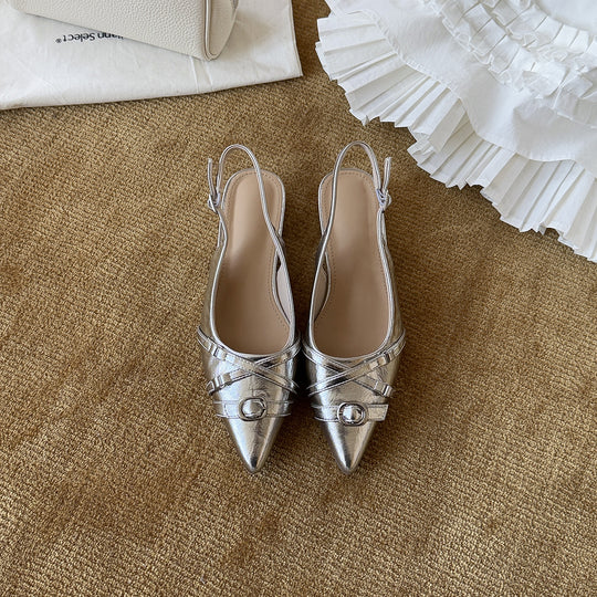 Damen Elegante Slingback-Pumps mit modischem Riemen und spitz zulaufendem Design EB