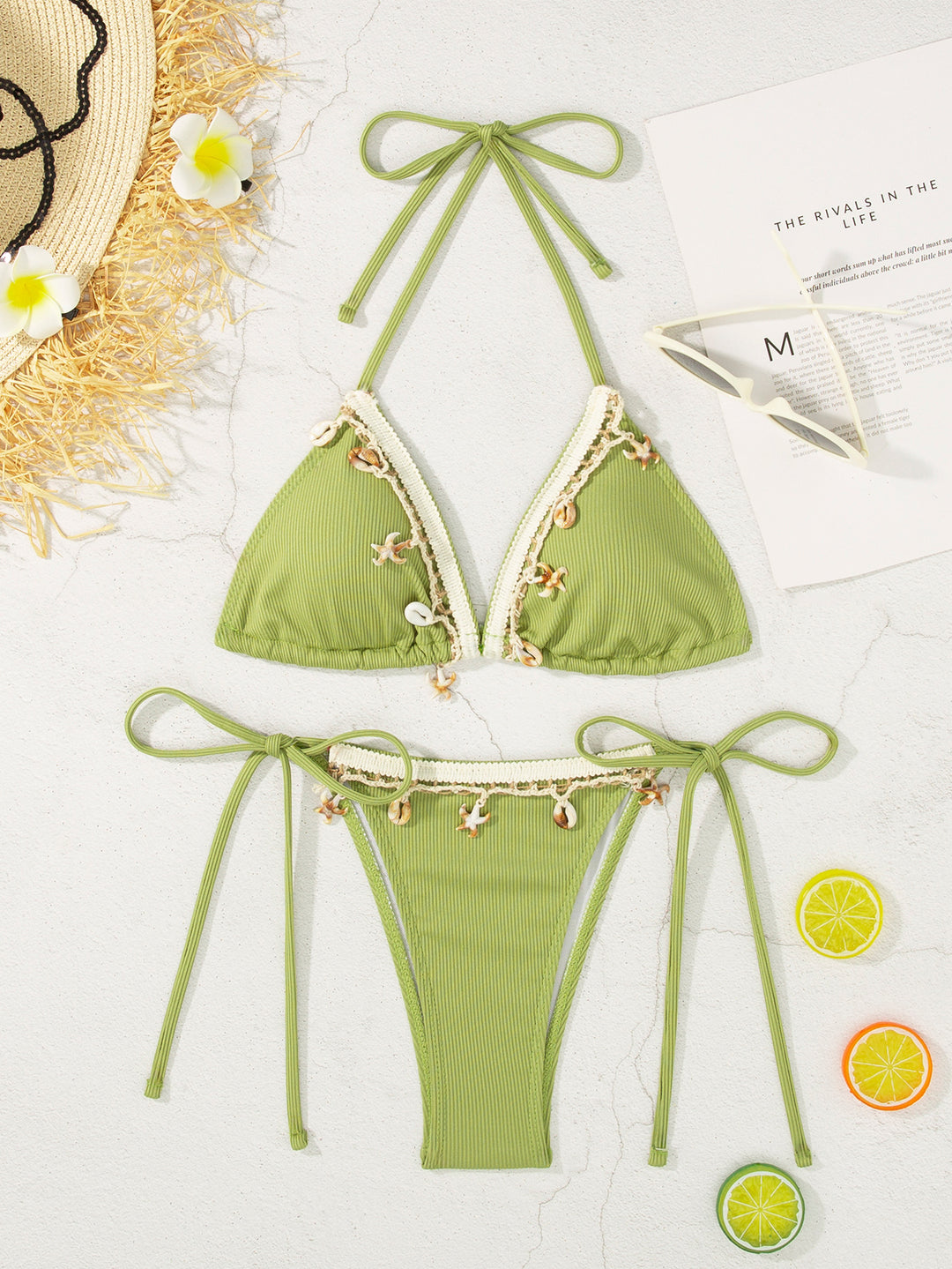 Damen Bikini-Set mit verspielten Bindebändern und eleganten Details EB