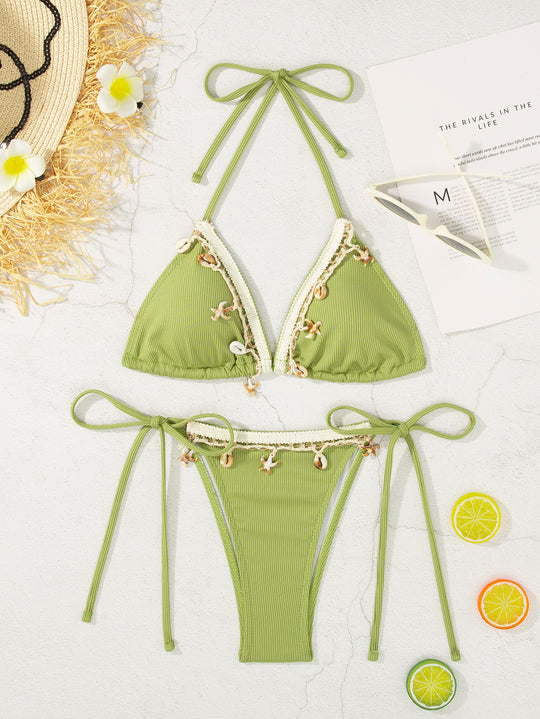 Damen Bikini-Set mit verspielten Bindebändern und eleganten Details EB