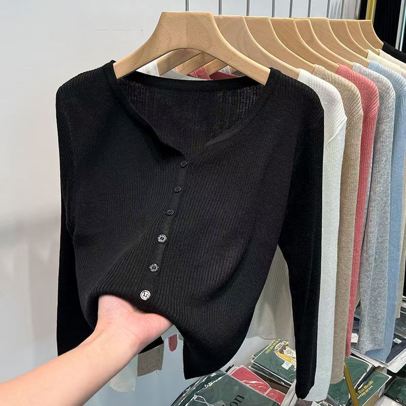 Damen figurbetonte Strickjacke mit elegantem Knopfverschluss und feiner Rippstruktur EB