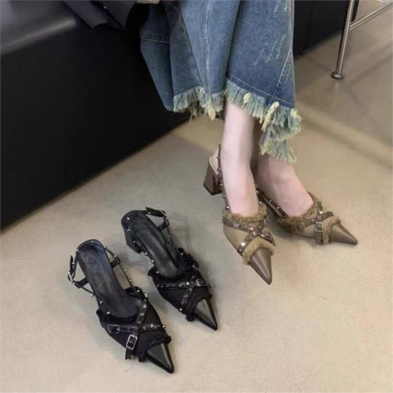 Damen Slingback Pumps mit dekorativen Riemchen und modernem Design EB