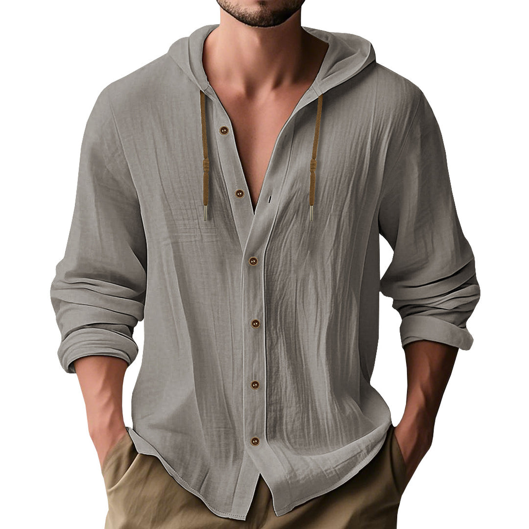 Herren lässiges Hemd mit Kapuze und Knopfdetails EB