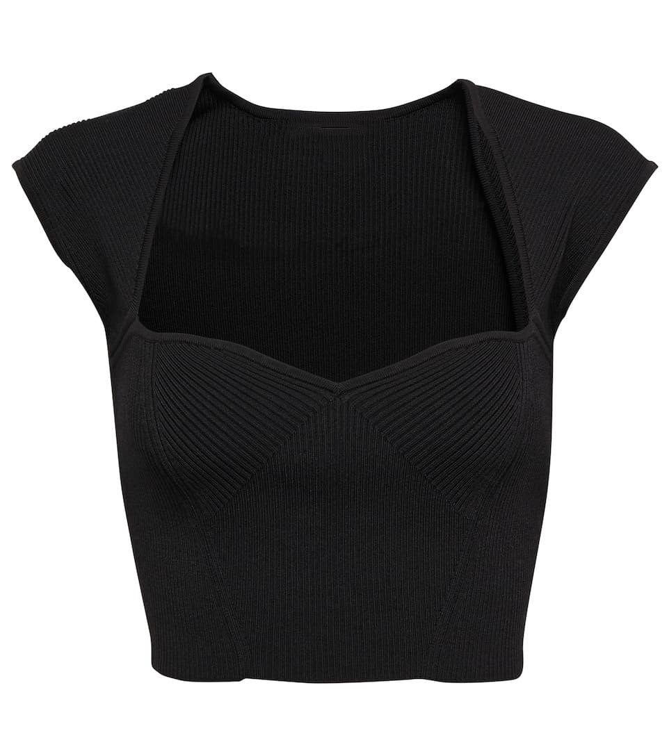 Damen Crop-Top mit strukturiertem Schnitt und tiefem V-Ausschnitt EB
