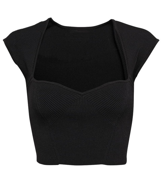 Damen Crop-Top mit strukturiertem Schnitt und tiefem V-Ausschnitt EB
