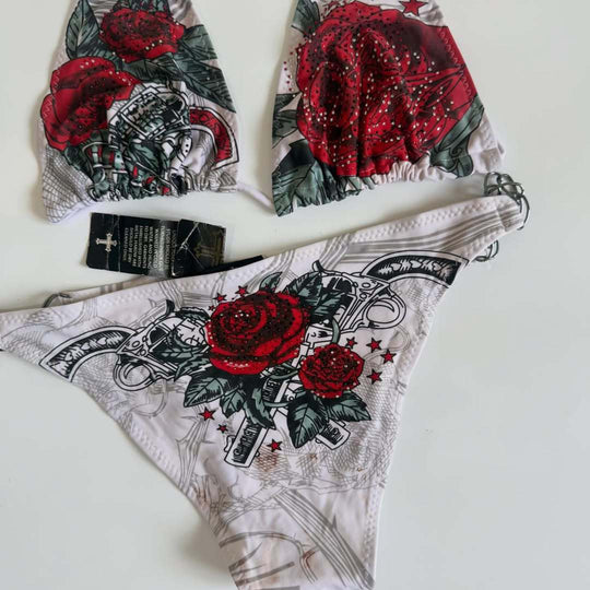 Damen Bikini-Set mit floralen Akzenten und Dekoration EB