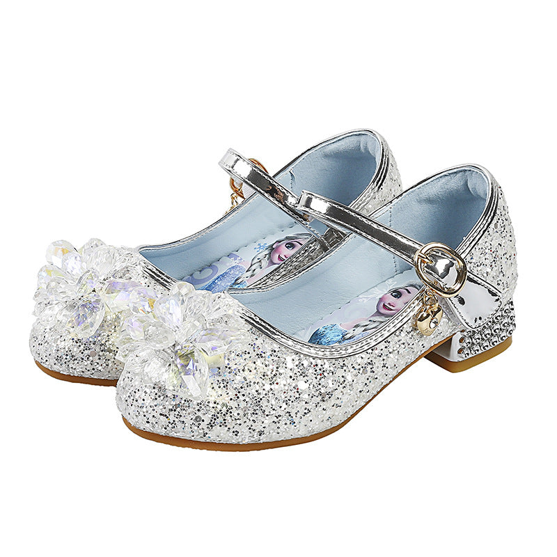 Mädchen Glitzernde Mary Jane Schuhe mit funkelnden Blumenapplikationen EB