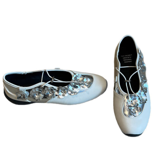 Damen modische Ballerinas mit floralem Akzent EB