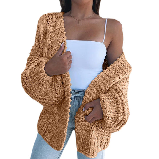 Damen Grobstrickjacke mit lässigem Schnitt und tiefen Taschen EB