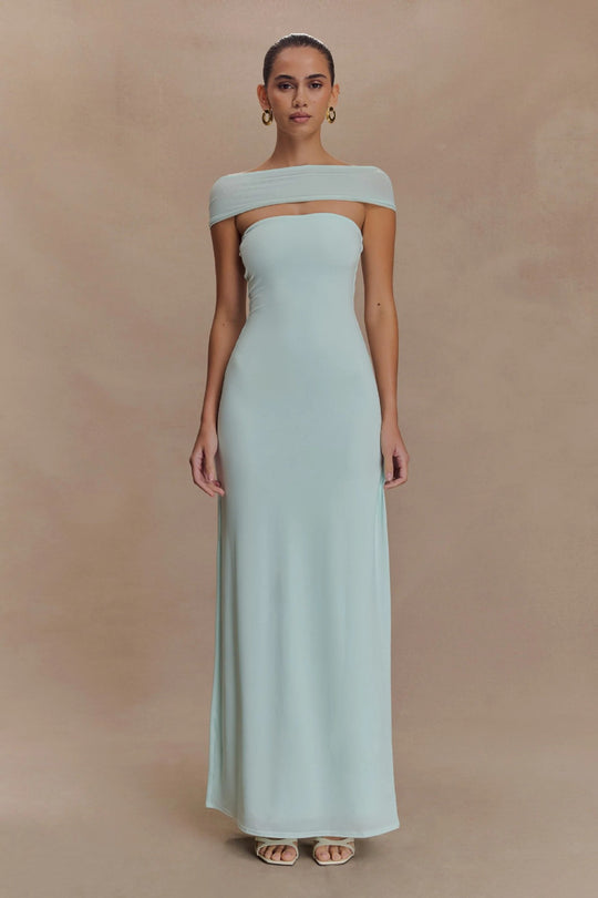 Damen Elegantes bodenlanges Kleid mit schulterfreiem Design EB