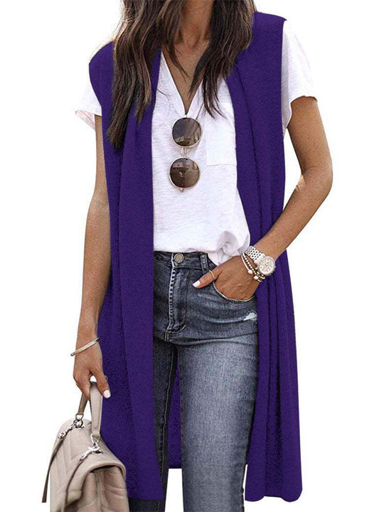 Damen Strickweste im lässigen Oversized-Design mit offenen Fronten und kurzer Ärmellänge EB