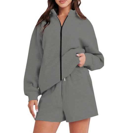 Damen Sportliches Set mit Reißverschluss und lockerer Passform EB
