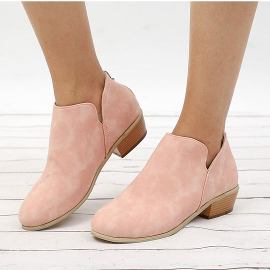 Damen nan elegante Kurzstiefelette aus Wildlederimitat mit verdecktem Fersenreißverschluss und gepolsterter Komfortinnensohle EB