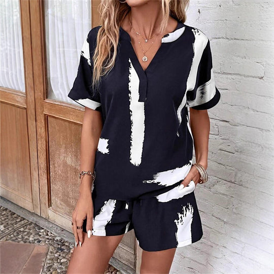 Damen geschnittener Sommer-Jumpsuit mit elegantem V-Ausschnitt und praktischen Taschen EB